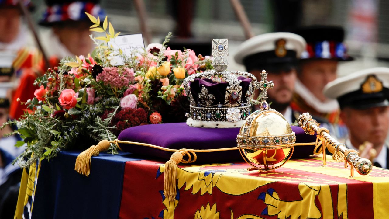 The coffin of Queen Elizabeth II