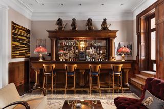 vintage bar in the New York home of Neil Patrick Harris