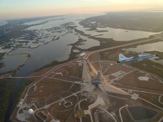 T-38 Jet Banks over Kennedy Space Center