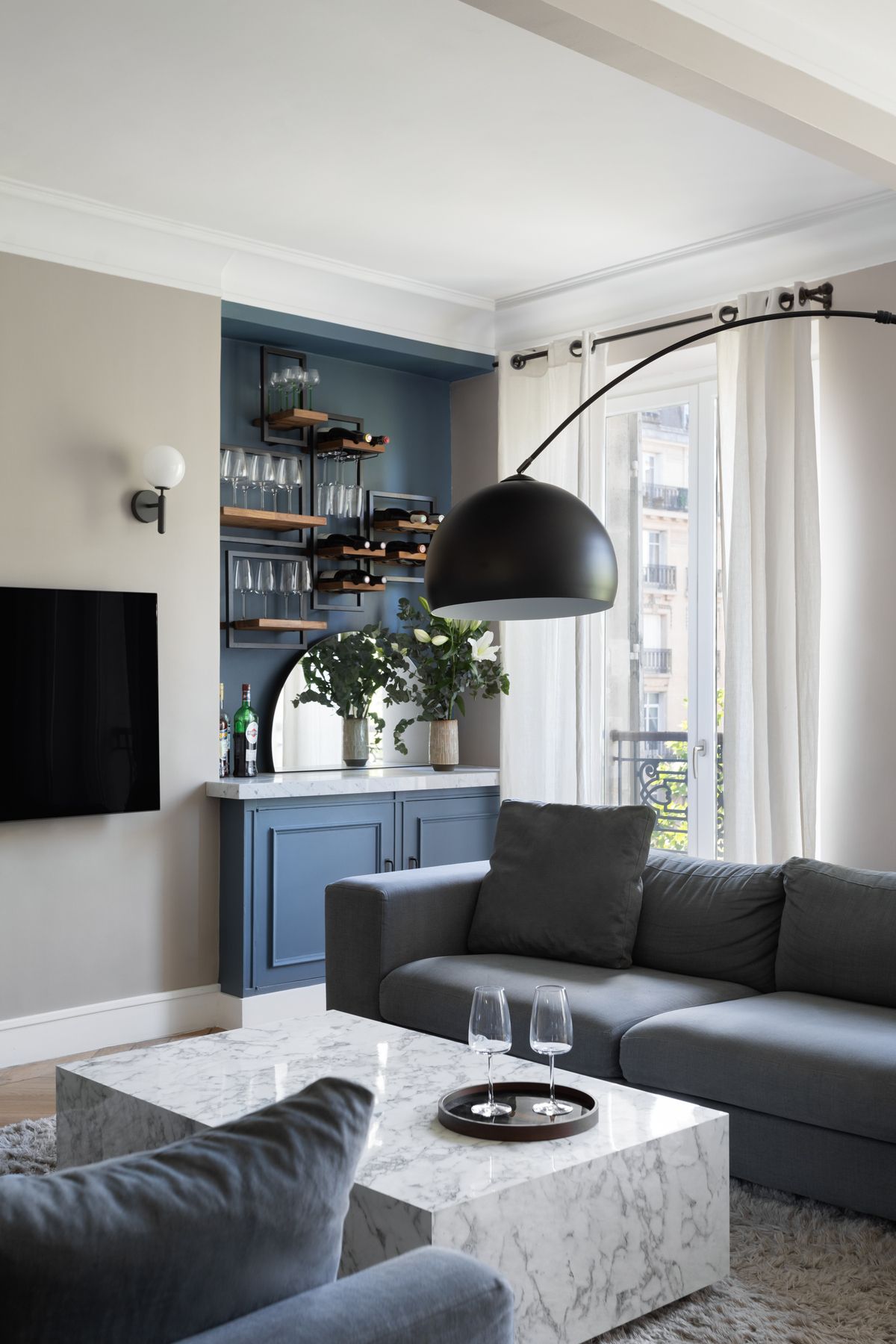 A living room with harmonious color palette