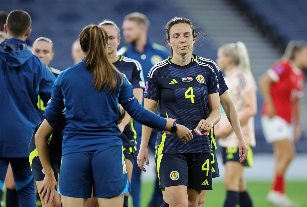 Rachel Corsie walking off the pitch for Scotland