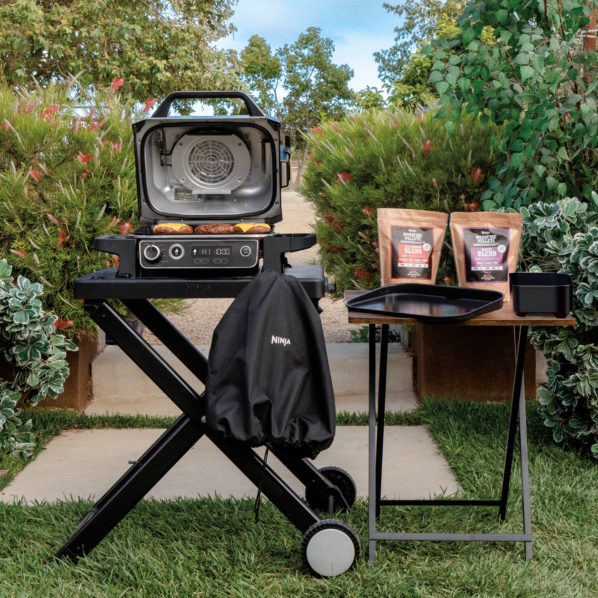 Ninja electric BBQ in garden