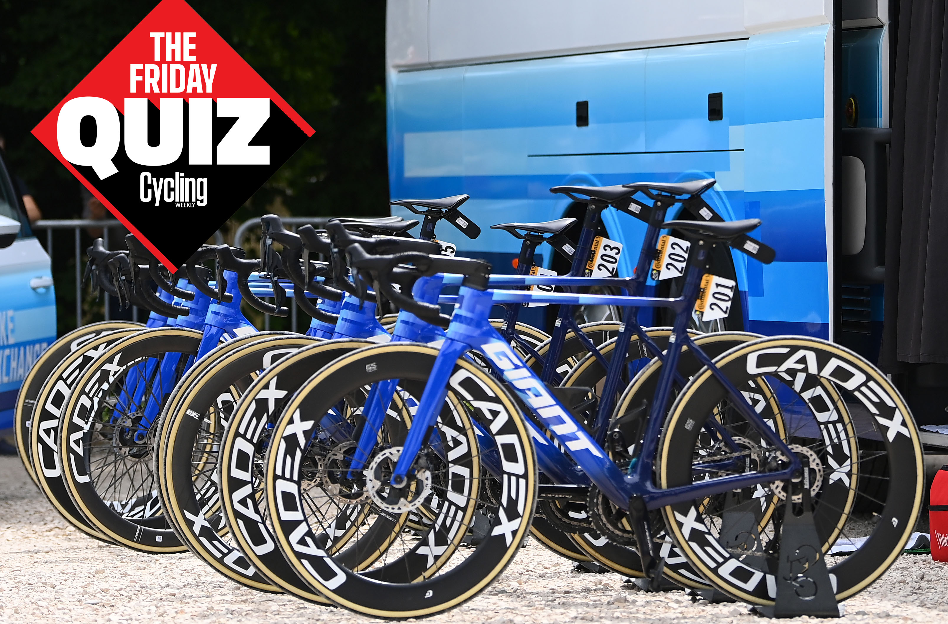 Giant Bikes outside team bus