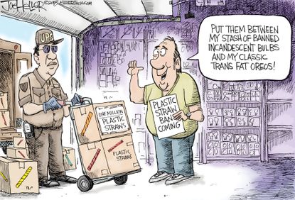 Editorial Cartoon U.S. plastic straw ban
