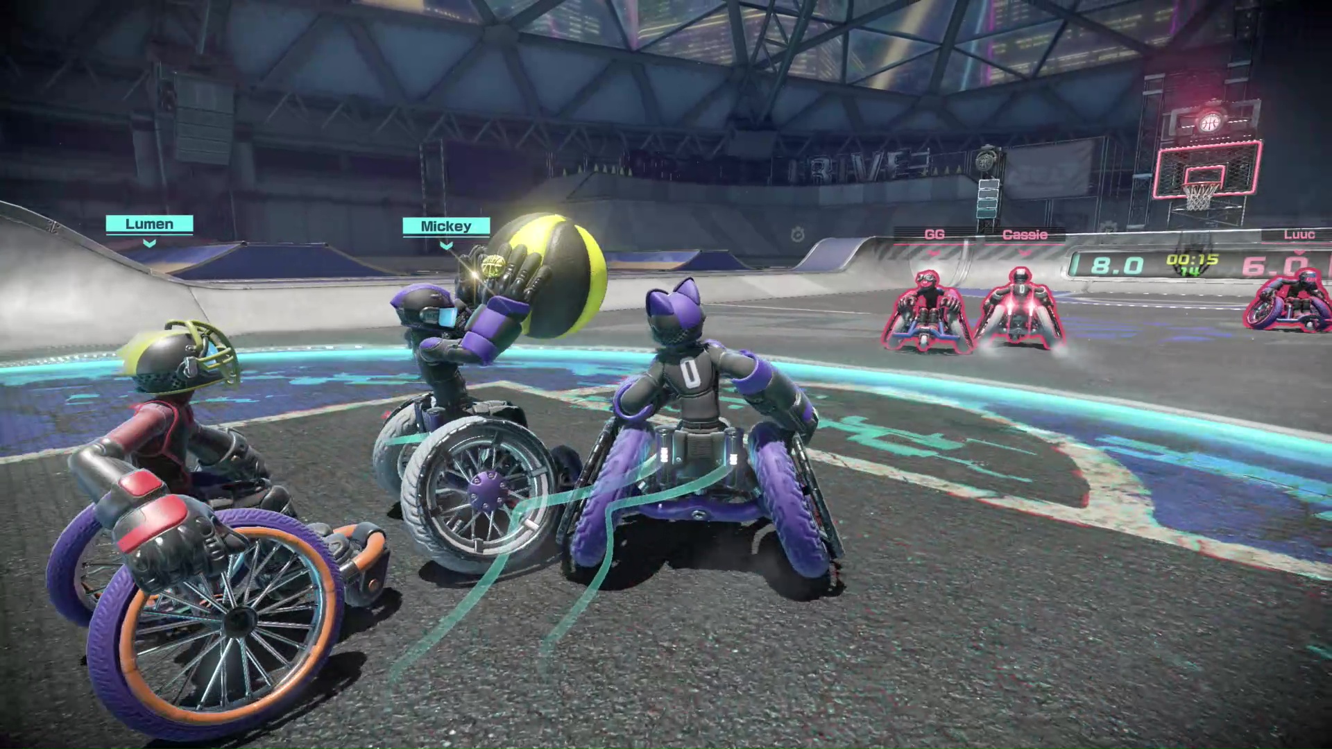 A 3v3 match begins a play in Drag x Drive