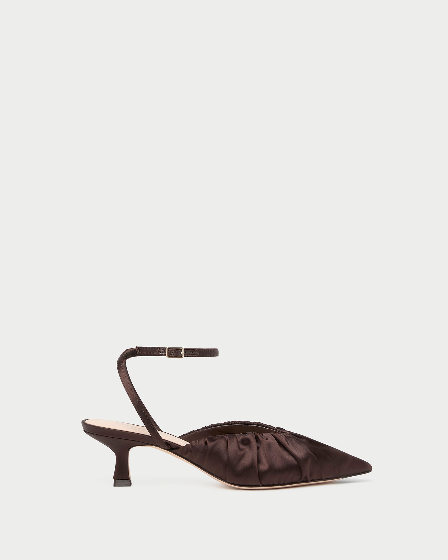 Rio Chocolate Satin Kitten Heel - Chocolate / 5