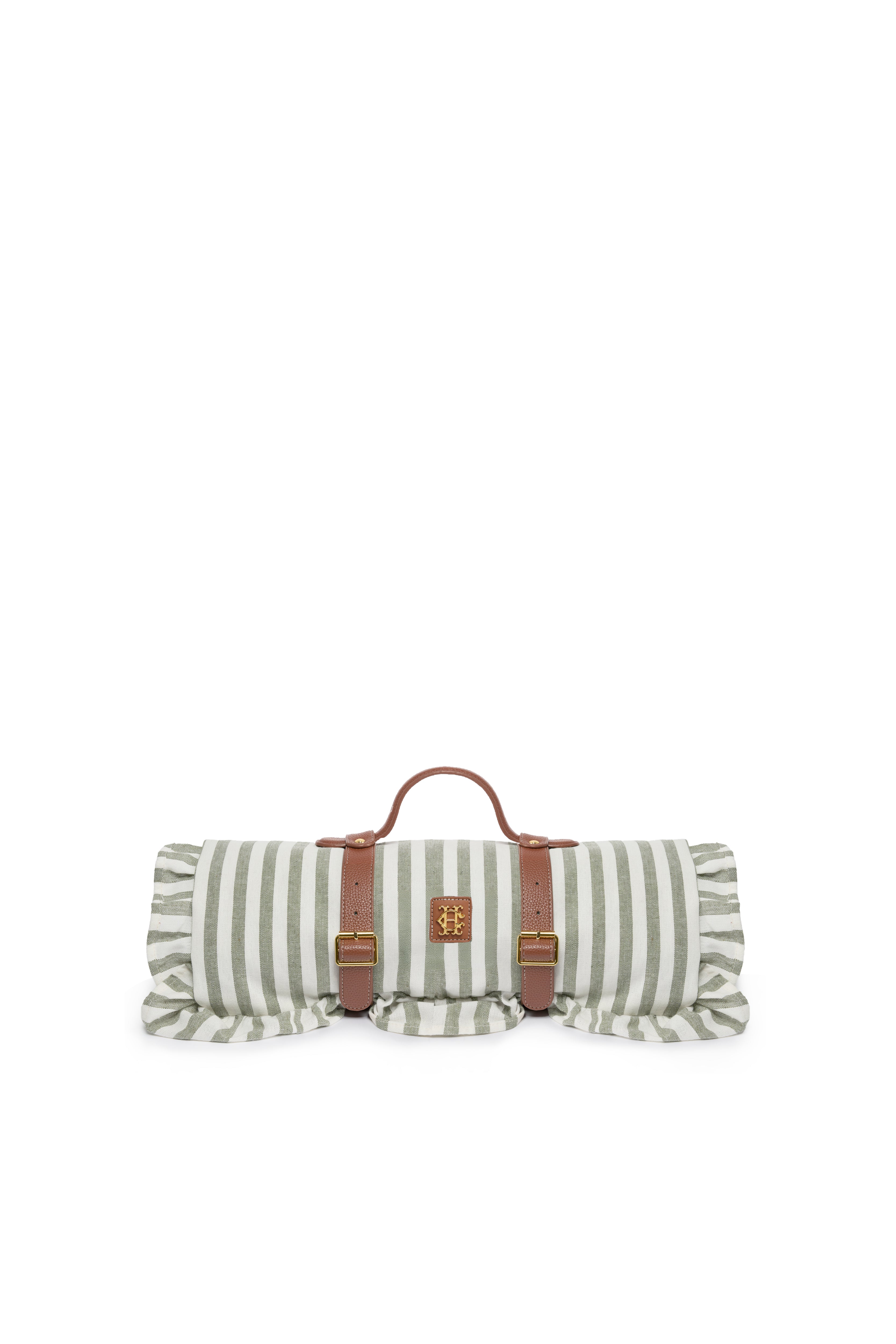 Frilled Picnic Blanket (green Stripe)