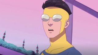 Mark Grayson looks stunned as he sees someone off-camera in Invincible season 2 part 1, which arrived before Invincible season 2 part 2