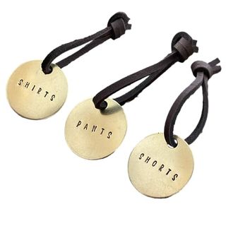 Brass Wardrobe Organization Tags - Hanging Labels for Closet Baskets - Storage Identifiers - Socks, Underwear, Pajamas, Shorts, Pants, Shirts (shirts, Pants, Shorts)