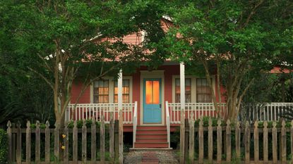 House with blue front door