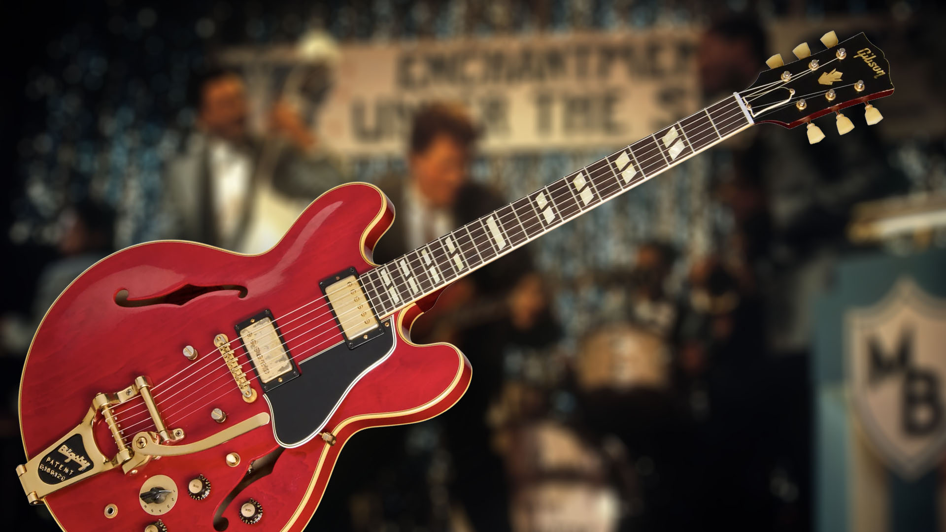 Gibson ES-345 guitar image in cherry red. 