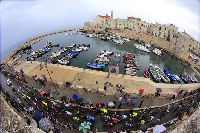 The Giro d'Italia's arrival in Italy did not go as planned, as rain made the coastal roads slick.