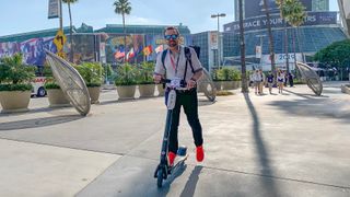 electric scooter outside of the Los Angeles Convention Center in June