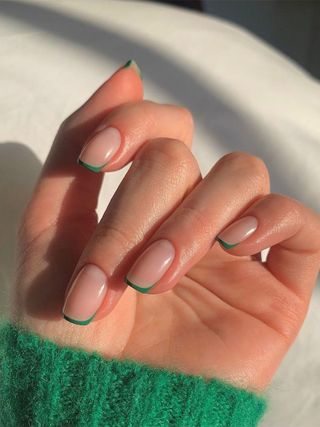 Green French Nail Design by Georgia Rae