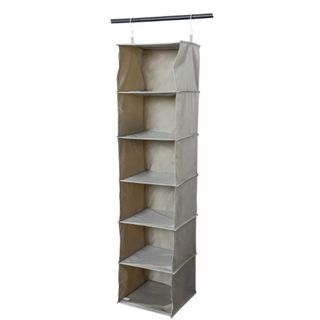 A gray closet storage hanger