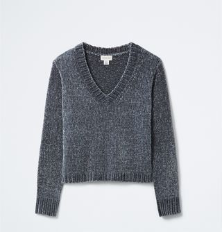 Chenille Relaxed V-Neck Sweater