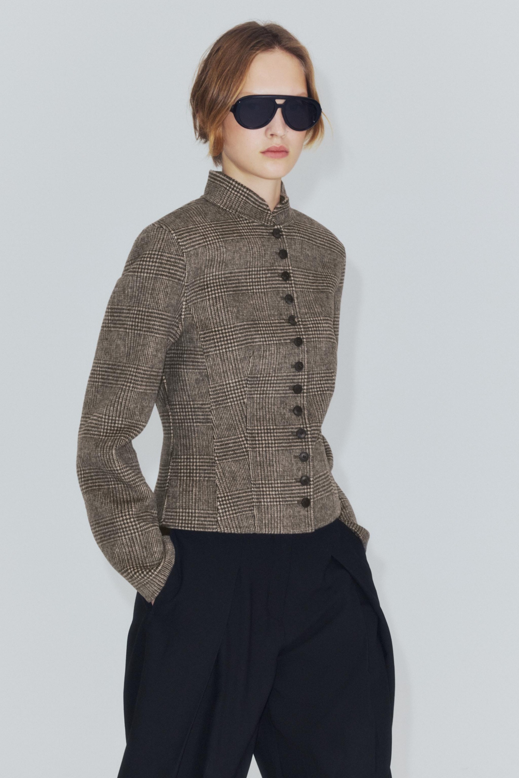 Zw Collection Short Wool Blend Jacket - Grey Marl - Xs