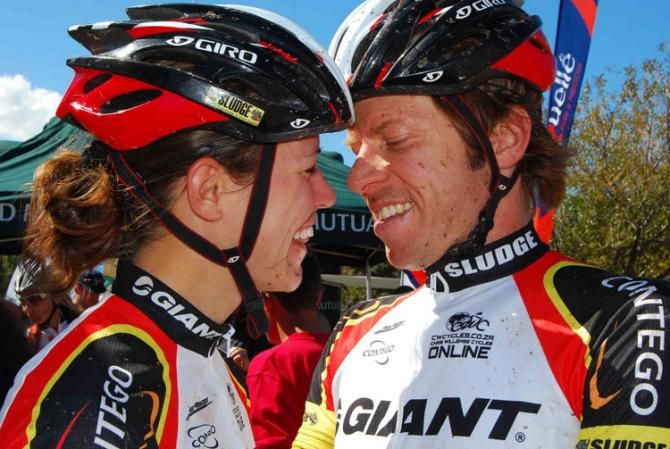 Current Cape Epic mixed category champions, Ariane and Erik Kleinhans, pictured here celebrating after winning the Mixed category at the 2012 Old Mutual joBerg2c, will be racing for Team RE:CM in 2013.
