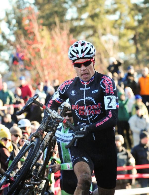 Jonathan Page (Planet Bike) at the barriers and well behind the leaders today.