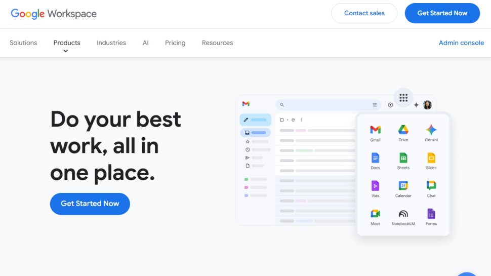 Website screenshot of Google Workspace (December, 2025)