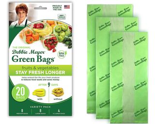 A set of 20 green food storage bags