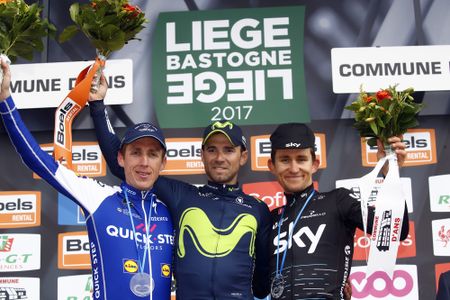 Dan Martin, Alejandro Valverde and Michal Kwiatkowski on the podium