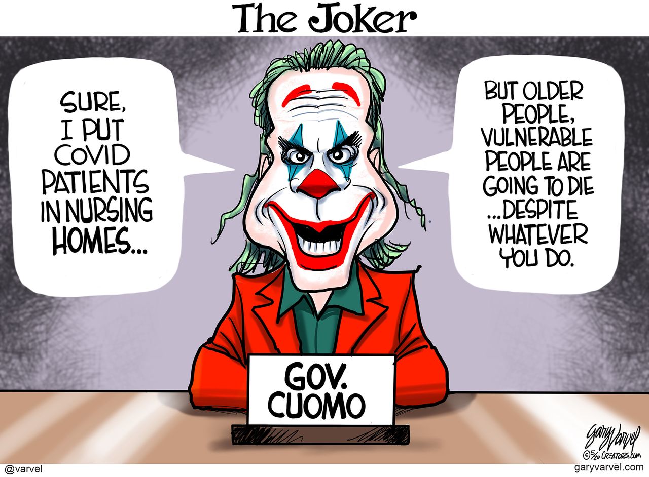 Political Cartoon U.S. Andrew Cuomo nursing homes coronavirus joker