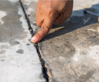 Fix crack in concrete patio
