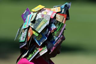 Now that really is a hat - an Augusta patron proudly displays her headwear in 2008