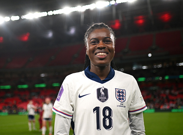 LONDON, ENGLAND - FEBRUARY 26: Jess Naz of England reacts after the team&#039;s victory in the UEFA Women&#039;s Nations League 2024/25 Grp A3 MD2 match between England and Spain at Wembley Stadium on February 26, 2025 in London, England.