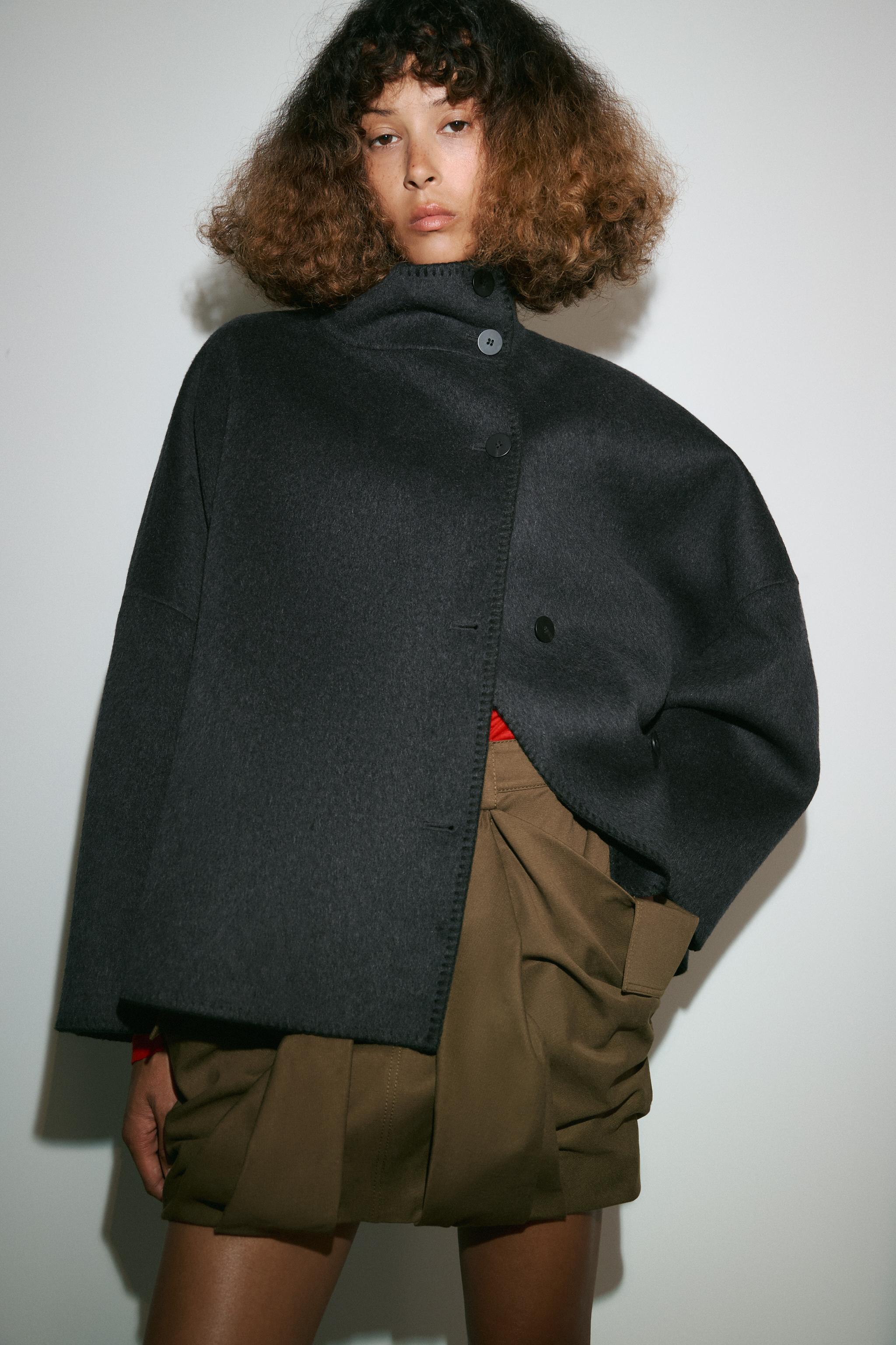 Zw Collection Cropped Wool Coat