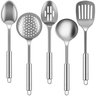 5 silver metal kitchen utensils