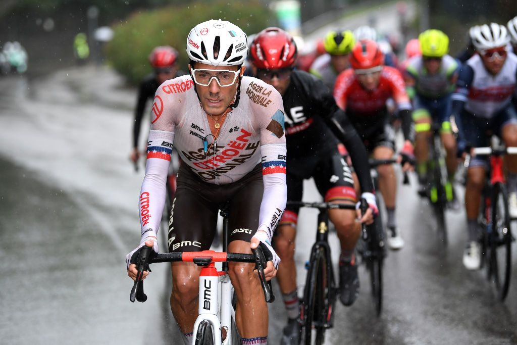 VARESE ITALY OCTOBER 05 Larry Warbasse of United States and Ag2R Citroen Team competes during the 100th Tre Valli Varesine a 1967km race from Busto Arsizio to Varese 377m AlfredoBindaVa on October 05 2021 in Varese Italy Photo by Tim de WaeleGetty Images