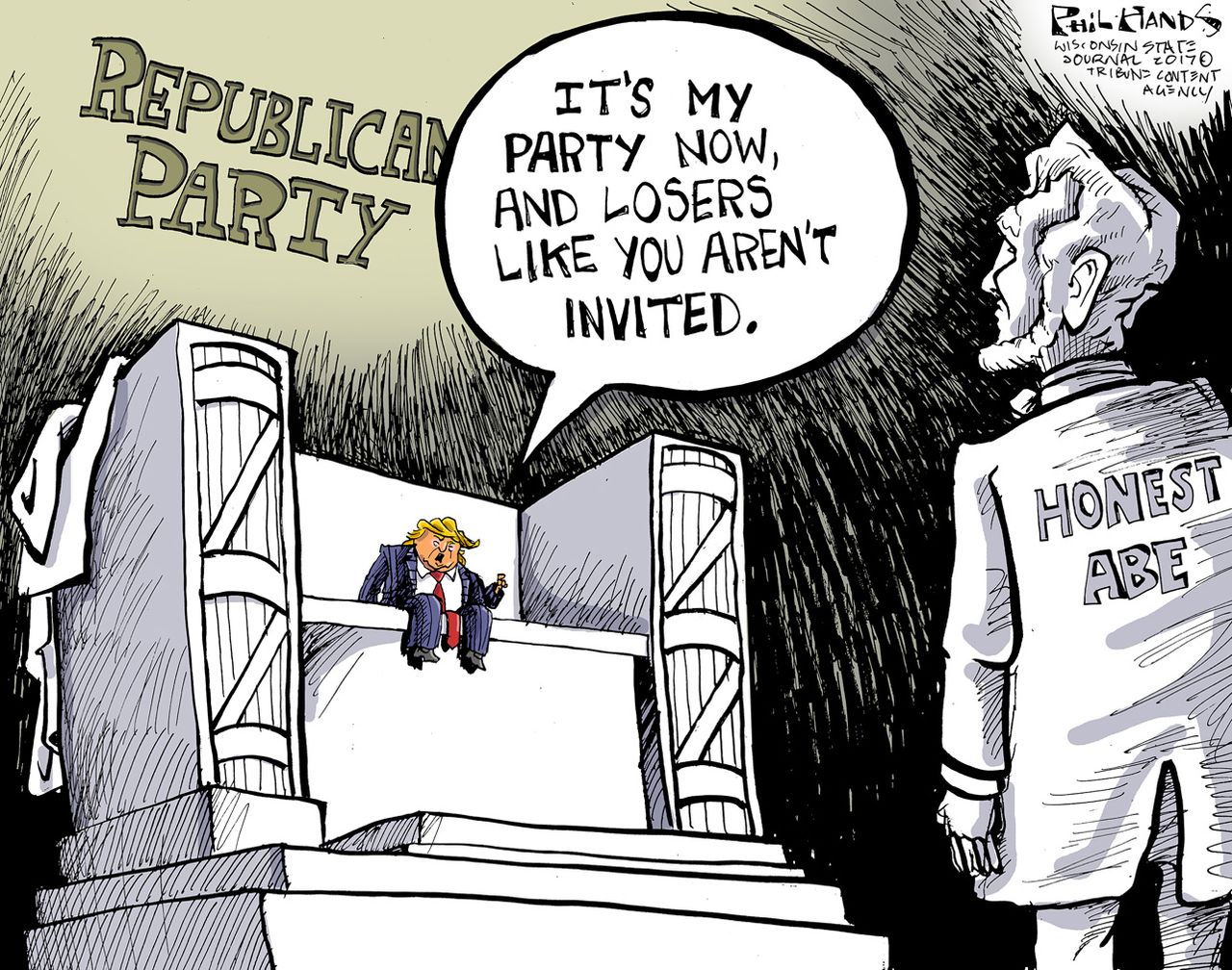 Political cartoon U.S. Trump GOP Lincoln