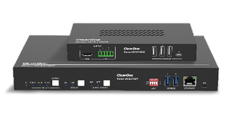 ClearOne's new Versa UCS2100 Collaboration Switcher Kit that will be on display at InfoComm 2023.