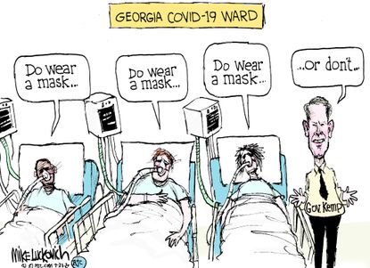 Political Cartoon U.S. coronavirus Georgia Brian Kemp masks