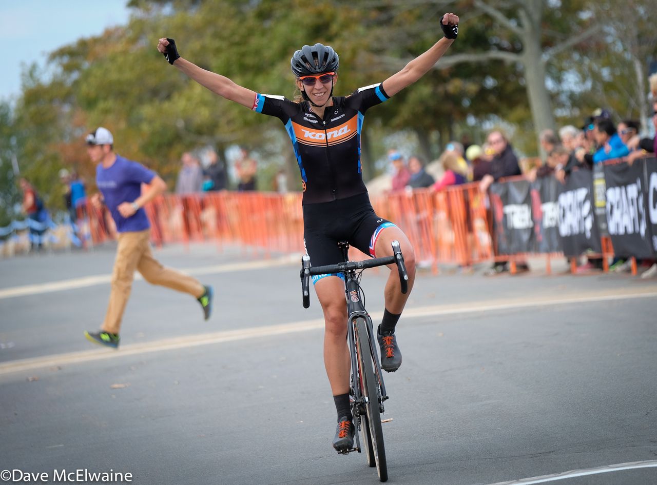 Helen Wyman (Kona) sweeps the weekend in Gloucester. She was headed back to the U.K. the same night.