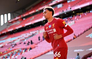 Liverpool’s Trent Alexander-Arnold during the Premier League match at Anfield Stadium, Liverpool