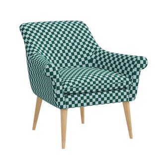 A checkerboard chair in modern colorway