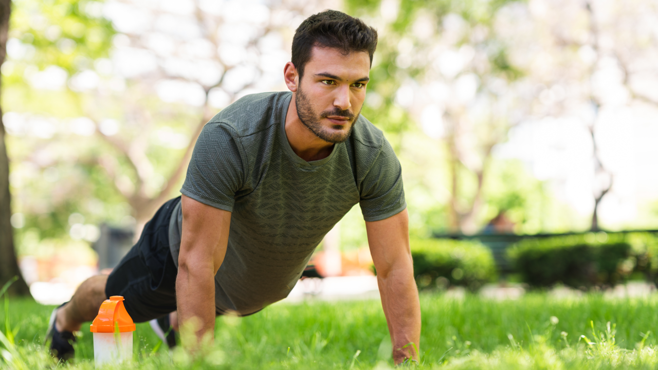 Man doing workout outside