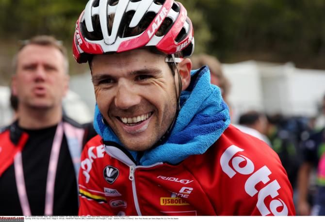 Maxime Monfort (Lotto-Belisol) enjoys a laugh after the stage