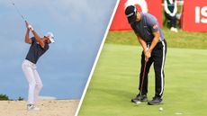 6 Skills Every Golfer Needs To Shoot Lower Scores: Kevin Tway hitting a fairway bunker shot and Yuto Katsuragawa sinking a short putt