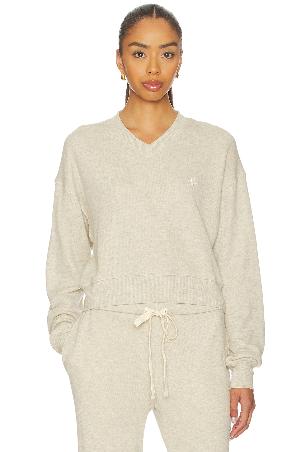 Cropped V-Neck Sweatshirt
