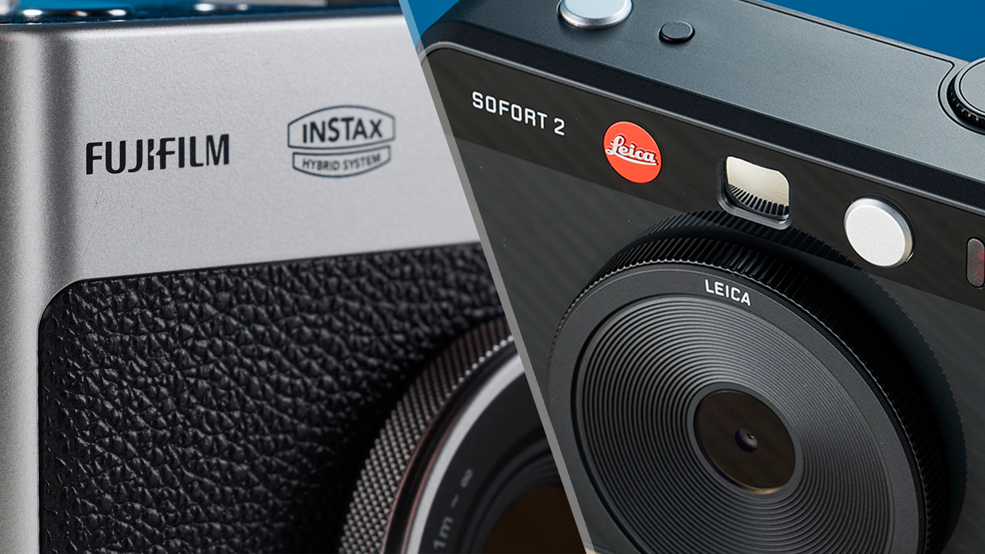 A Fujifilm Instax mini Evo and a Leica Sofort 2 instant camera