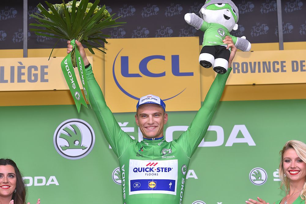 Marcel Kittel in the green jersey after stage 2