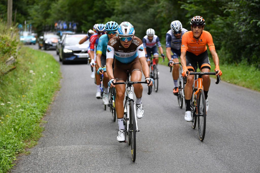 SARRANCOLIN FRANCE AUGUST 03 Benoit Cosnefroy of France and Team Ag2R La Mondiale Joan Bou of Spain and Team Fundacion Orbea Harold Tejada Canacue of Colombia and Astana Pro Team Julien Trarieux of France and Team Nippo Delko Provence Julien Bernard of France and Team Trek Segafredo Lilian Calmejane of France and Team Total Direct Energie during the 44th La Route dOccitanie La Depeche du Midi 2020 Stage 3 a 1635km stage from Saint Gaudens to Col de Beyrde 1417m RouteOccitanie RDO2020 on August 03 2020 in Sarrancolin France Photo by Justin SetterfieldGetty Images