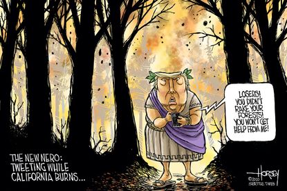 Political Cartoon U.S. Trump California wildfires nero