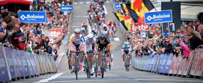 Andre Greipel (Lotto Belisol) knows he's got the first stage won at the Tour of Belgium