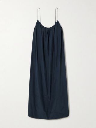 Sienne Gathered Silk and Cotton-Blend Voile Maxi Dress