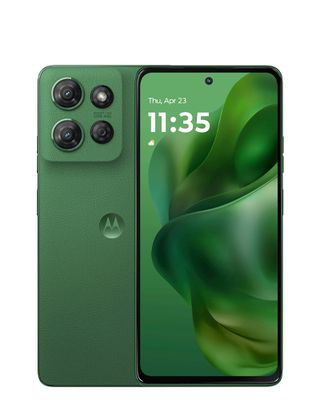 Motorola Moto G Power 2025 in Leaf Green render with extra space